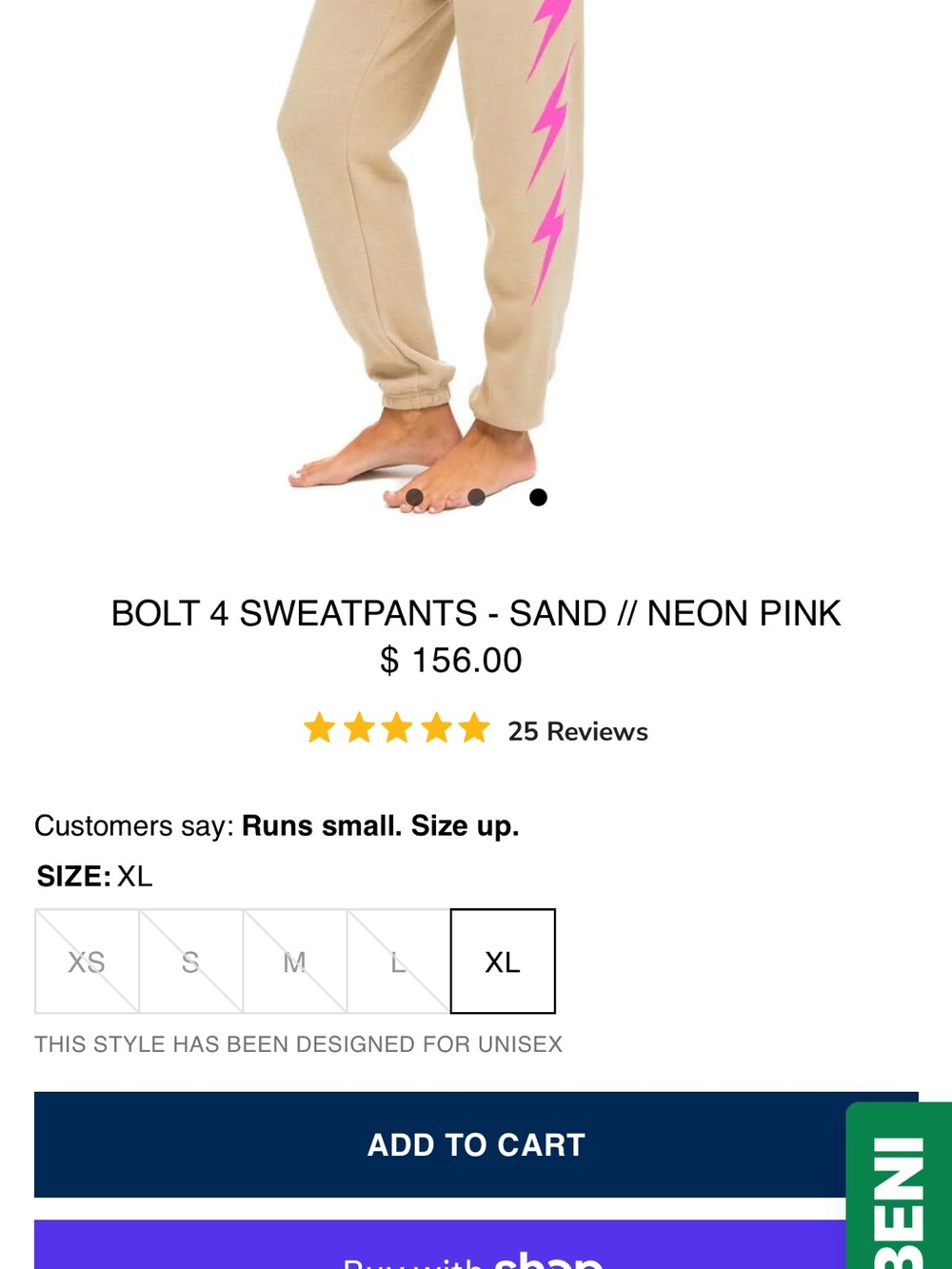 Aviator Nation Beige Joggers with Pink Lightning Bolt - Picture 2 of 8